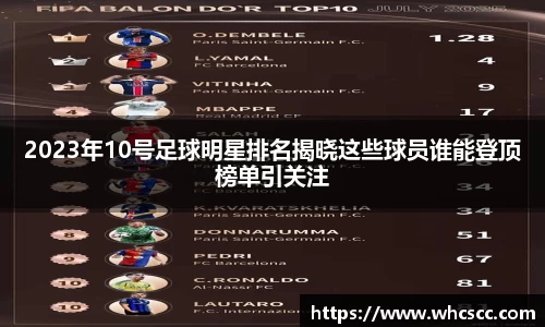 2023年10号足球明星排名揭晓这些球员谁能登顶榜单引关注